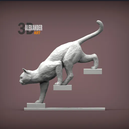 Le chat descend les escaliers par Akuzmenko