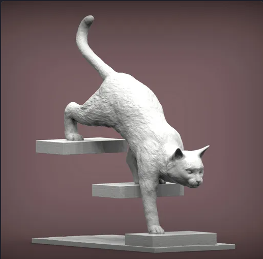 Katze steigt Treppe hinab von Akuzmenko