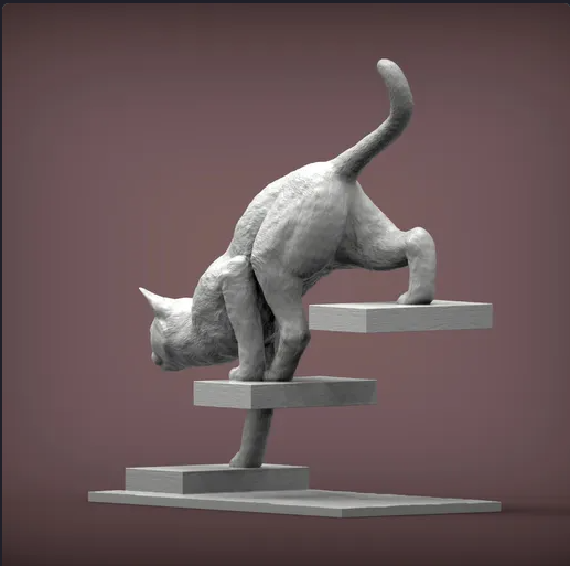Le chat descend les escaliers par Akuzmenko