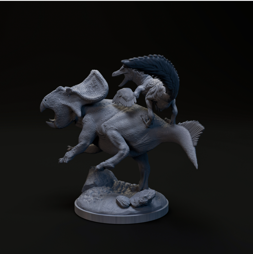 Protoceratops wird angegriffen von Dino and Dog