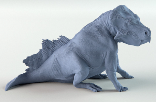 Leptoceratops assis à côté de Dion et Dog