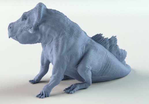 Leptoceratops assis à côté de Dion et Dog