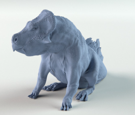 Leptoceratops assis à côté de Dion et Dog