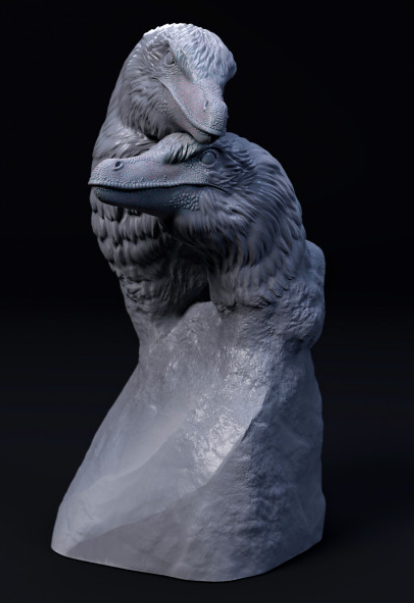 Buste de vélociraptor en peluche par Dion et Dog