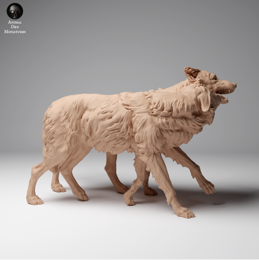 Jouer aux loups de Mongolie par Animal den miniatures