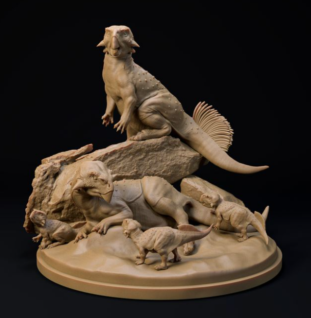 Famille de Psittacosaurus par Dion et Dog
