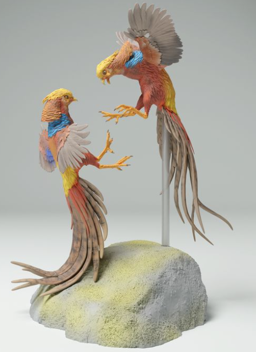 Kämpfende Goldfasane von Animal den miniatures als 3D Druck