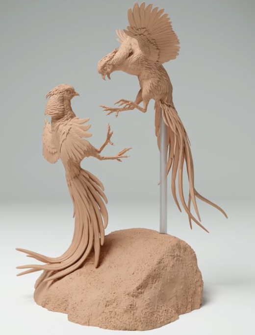Kämpfende Goldfasane von Animal den miniatures als 3D Druck