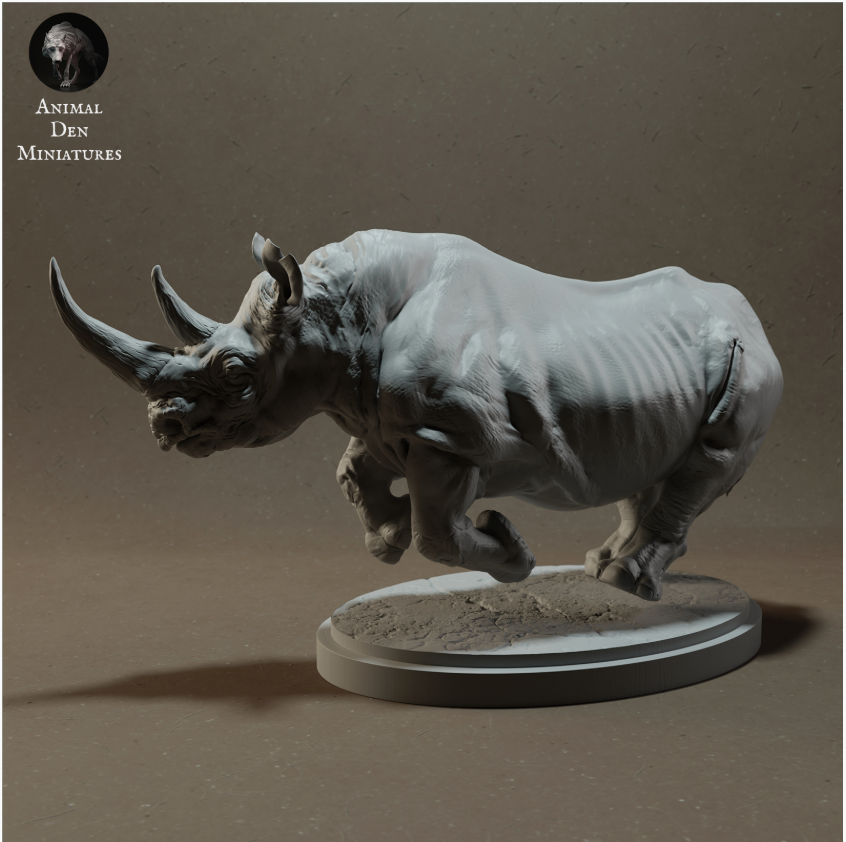 Rhinocéros courant d'Animal Den Miniatures en impression 3D