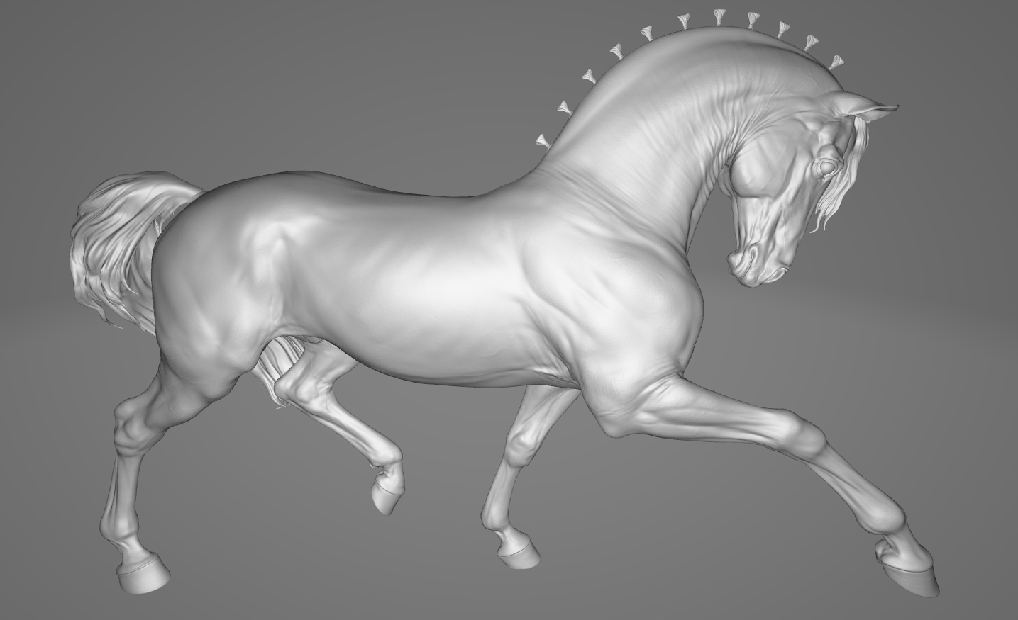 Andalusian mare with dressage mane as 3D print