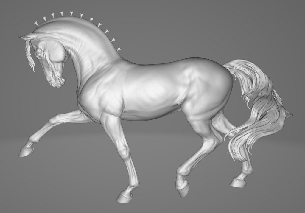 Étalon andalou « Rodriguez » avec crinière de dressage par BreathTime en impression 3D