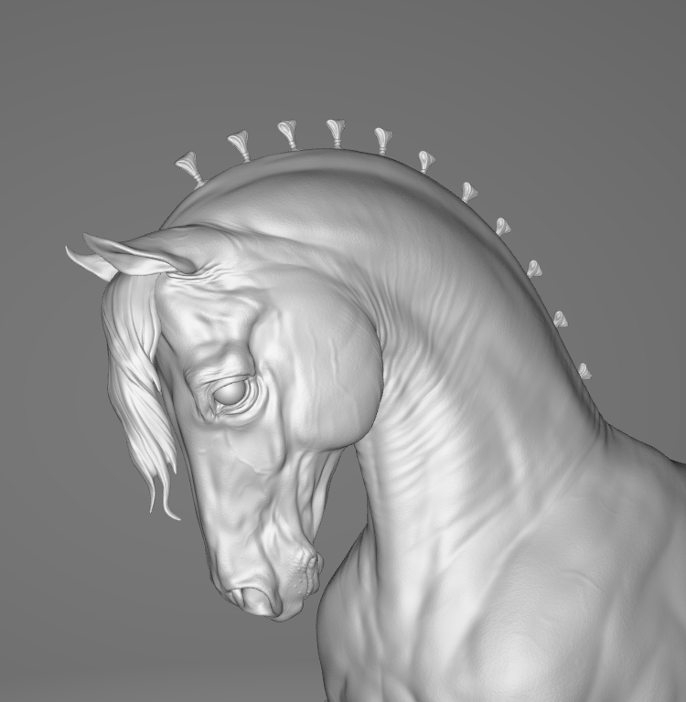 Andalusian mare with dressage mane as 3D print