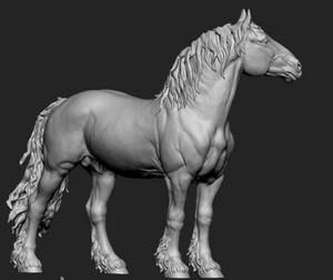 Draft Horse mit wehender Mähne und lockigem Schweif von Kristina Katunina