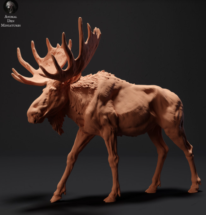 Miniatures d'élans provenant de tanières d'animaux, imprimées en 3D