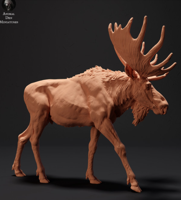 Miniatures d'élans provenant de tanières d'animaux, imprimées en 3D
