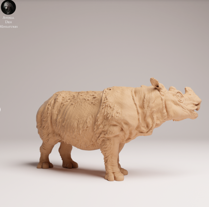 Rhinocéros de Sumatra mâle, issu de miniatures Animal Den, imprimé en 3D