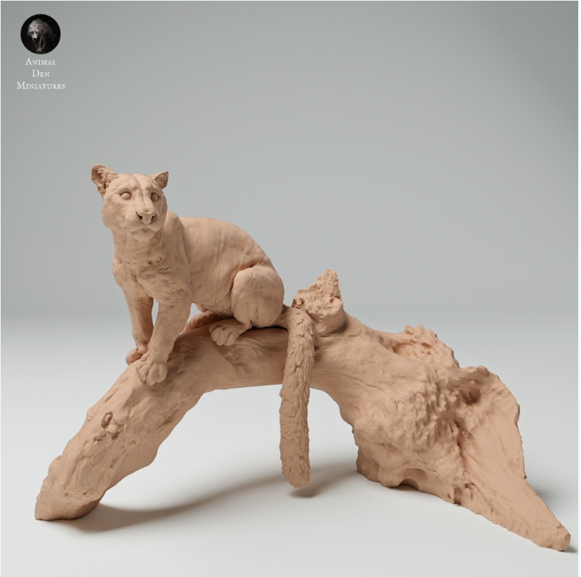 Leopard auf einem Baumstück von Animal den miniatures als 3D Druck
