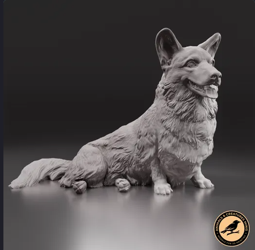Corgi couché des miniatures d'Animaux et Créatures en impression 3D