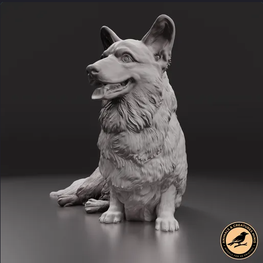 Corgi couché des miniatures d'Animaux et Créatures en impression 3D
