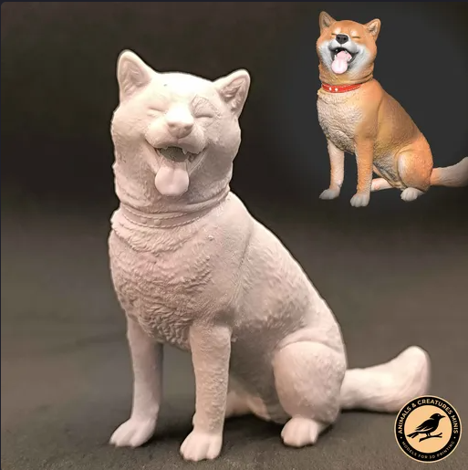 Shiba Inu assis des miniatures d'Animaux et Créatures en impression 3D