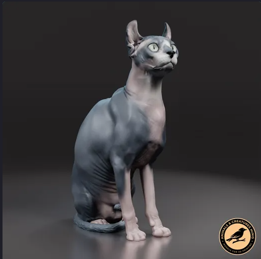 Chat Sphynx des mini-collections Animals and Creatures en impression 3D
