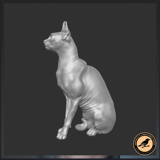 Chat Sphynx des mini-collections Animals and Creatures en impression 3D