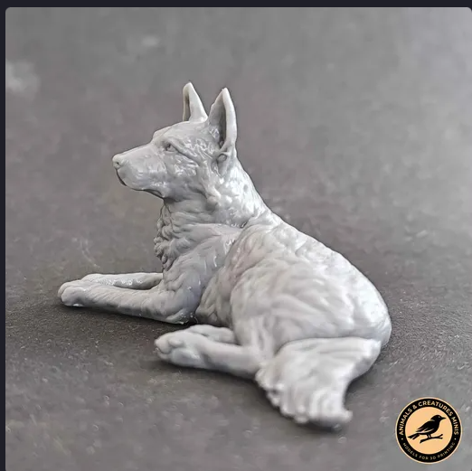 Liegender deutscher Schäferhund von Animals and Creatures minis als 3D Druck