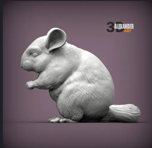 Chinchilla assis par Akuzmenko en impression 3D