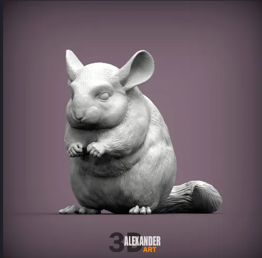 Chinchilla assis par Akuzmenko en impression 3D