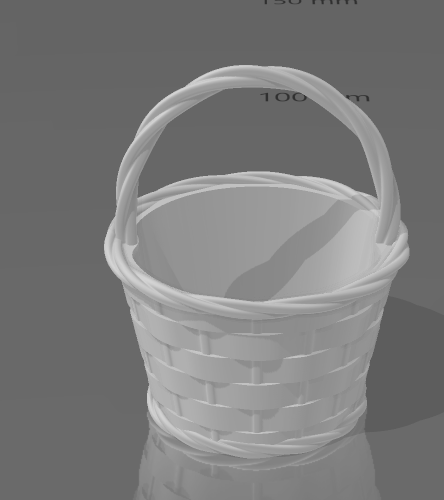 Woven basket with handle as 3D print