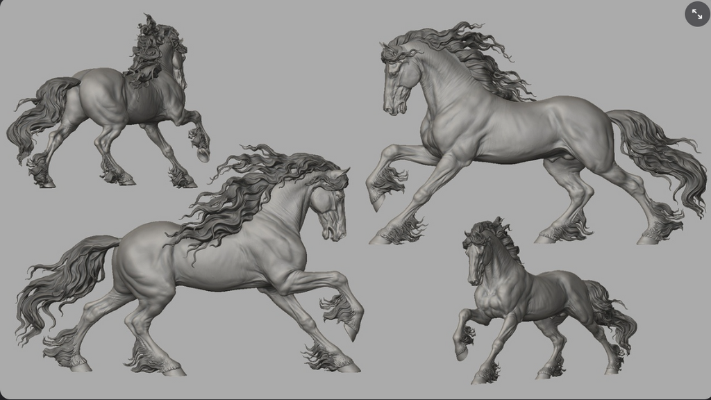 Étalon frison au galop par BreathTime en impression 3D