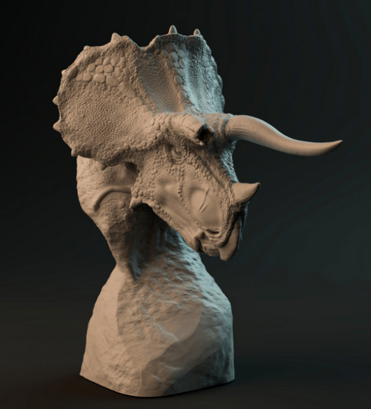 Triceratops Büste von Dino and Dog als 3D Druck
