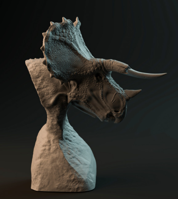 Triceratops Büste von Dino and Dog als 3D Druck