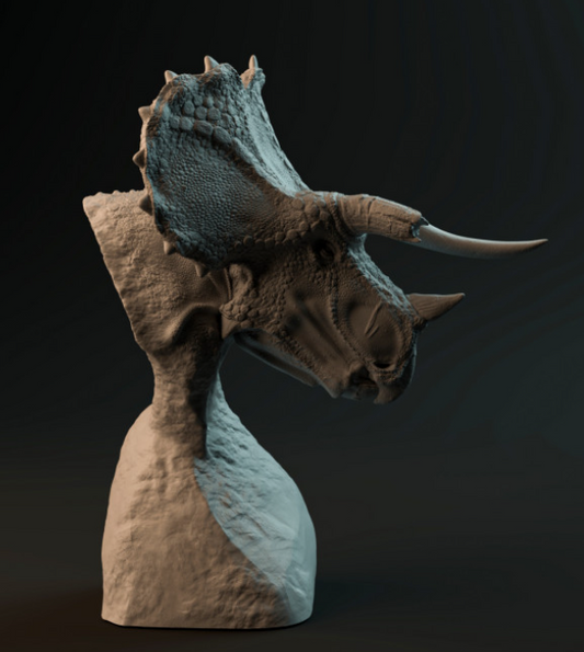 Triceratops Büste von Dino and Dog als 3D Druck