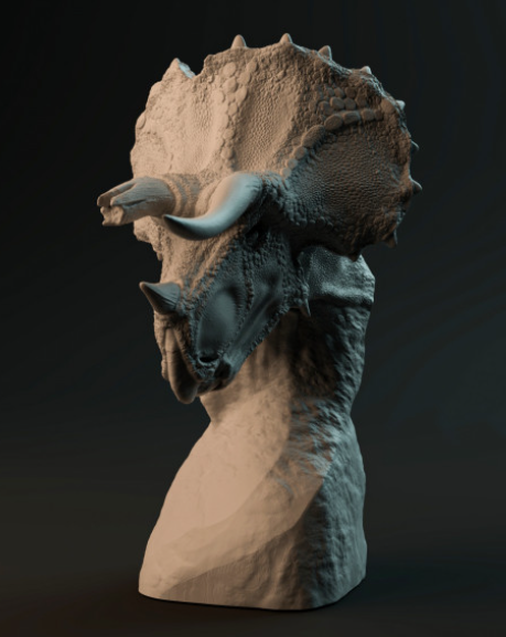 Triceratops Büste von Dino and Dog als 3D Druck