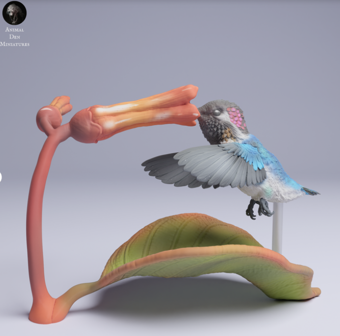 Kolibri frisst aus Blume von Animal den miniatures als 3D Druck