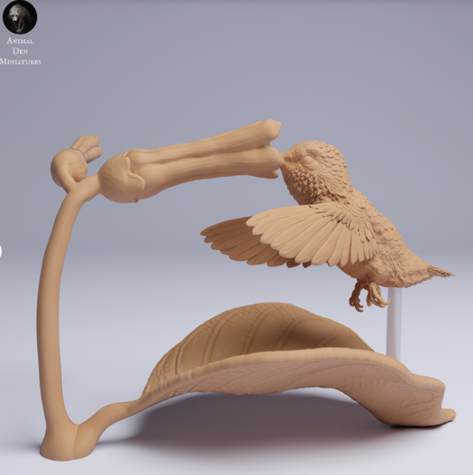 Kolibri frisst aus Blume von Animal den miniatures als 3D Druck