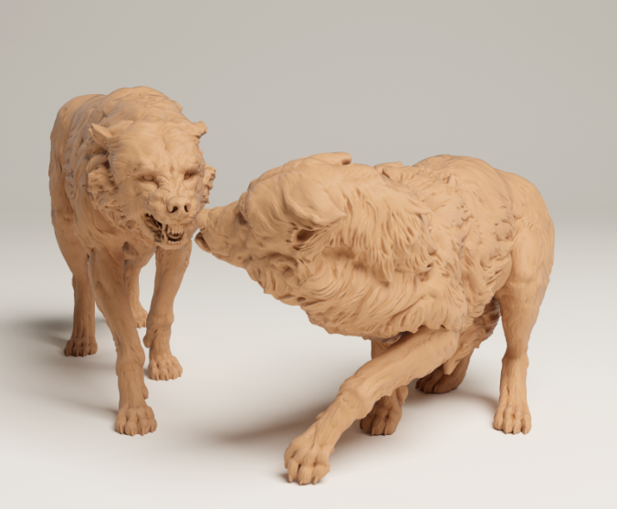 Agressive graue Wölfe von Animal den miniatures als 3D Druck