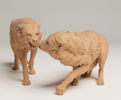 Agressive graue Wölfe von Animal den miniatures als 3D Druck