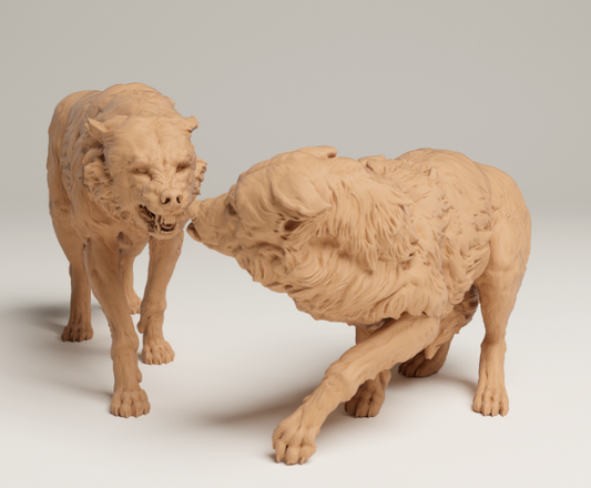 Agressive graue Wölfe von Animal den miniatures als 3D Druck