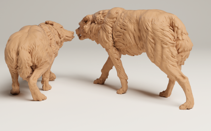 Agressive graue Wölfe von Animal den miniatures als 3D Druck