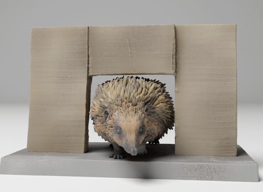 Europäischer Igel mit Mauerstück von Animal den miniatures als 3D Druck