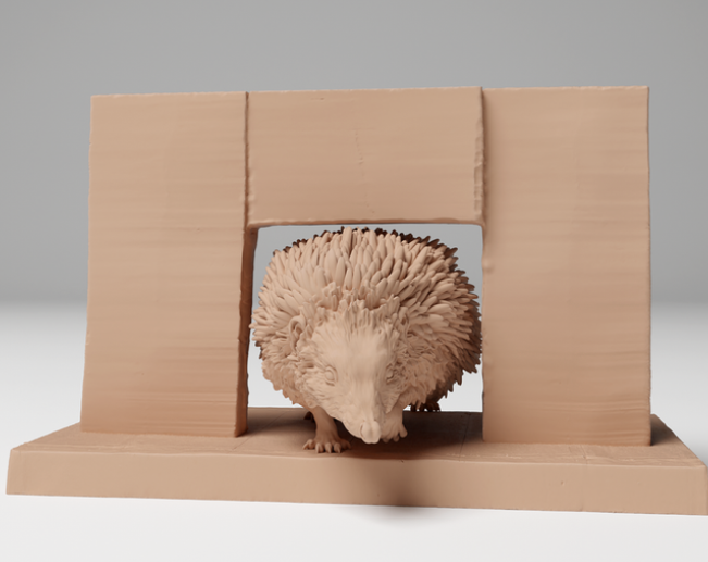 Europäischer Igel mit Mauerstück von Animal den miniatures als 3D Druck