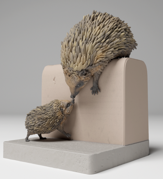 Europäischer Igel mit Jungen von Animal den miniatures als 3D Druck