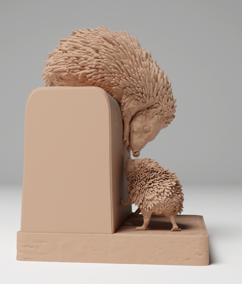 Europäischer Igel mit Jungen von Animal den miniatures als 3D Druck
