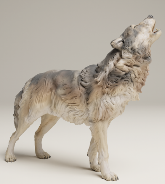 Grauer Wolf heult von Animal den miniatures als 3D Druck
