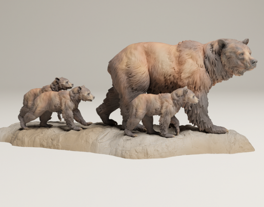 Grizzly Familie von animal den miniatures als 3D Druck