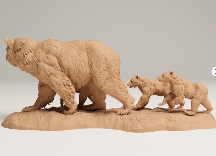 Grizzly Familie von animal den miniatures als 3D Druck