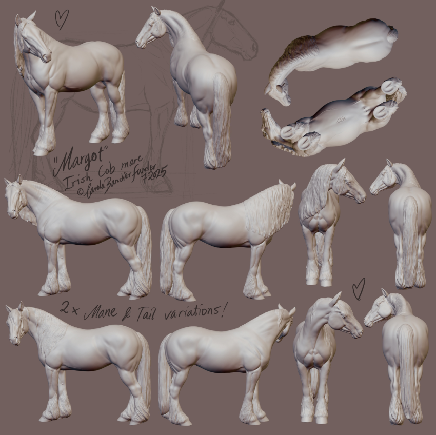 Jument Irish Cob "Pepper" de Carola Funder en impression 3D / 2 versions de crinière disponibles