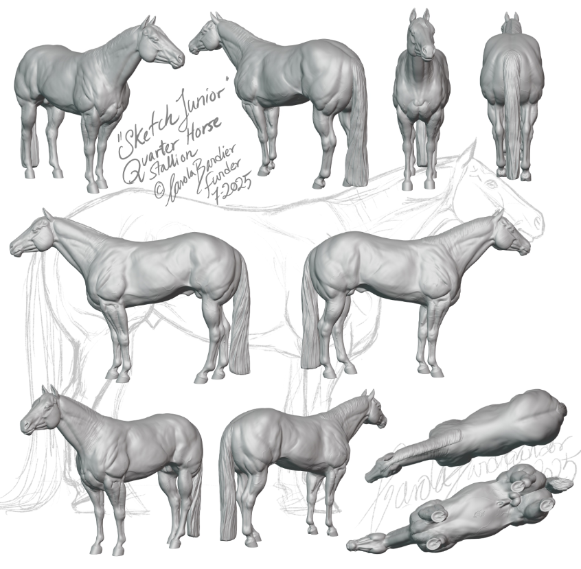 Quarter Horse stallion "Sketch Junior" by Carola Funder as 3D print